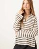 GINA TRICOT Gina Tricot long sleeve polo crochet relaxed top in light beige and black stripes - part of a set-Neutral - 1