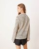 GINA TRICOT Gina Tricot long sleeve polo crochet relaxed top in light beige and black stripes - part of a set-Neutral - 3