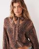 GINA TRICOT Gina Tricot long sleeve scarf blouse in brown deer print - 1
