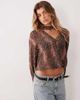 GINA TRICOT Gina Tricot long sleeve scarf blouse in brown deer print - 2