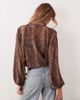 GINA TRICOT Gina Tricot long sleeve scarf blouse in brown deer print - 4