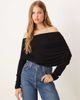 GINA TRICOT Gina Tricot long sleeve sloped drapey shoulders cape top in black - 1
