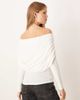 GINA TRICOT Gina Tricot long sleeve sloped drapey shoulders cape top in cream-White - 4