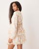 GINA TRICOT Gina Tricot long sleeve V-neck mini dress in watercolor multi print - 4