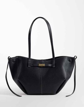 GINA TRICOT Gina Tricot long strap midi bag with belt buckle detail in black