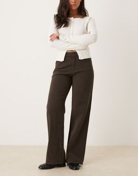 GINA TRICOT Gina Tricot low waist wide leg denim jeans in brown wash