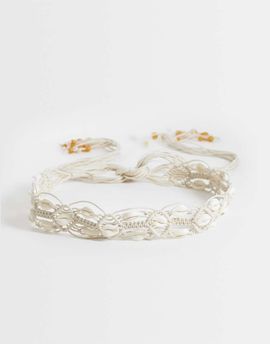 GINA TRICOT Gina Tricot macrame belt with shell detail in beige-Neutral