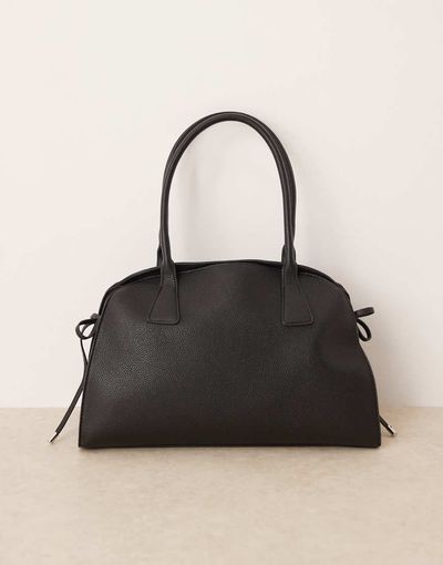 GINA TRICOT Gina Tricot medium relaxed PU leather tote in black