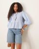 GINA TRICOT Gina Tricot mid short sleeve bow tie front blouse in light blue and white gingham-Multi - 1