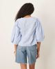 GINA TRICOT Gina Tricot mid short sleeve bow tie front blouse in light blue and white gingham-Multi - 4