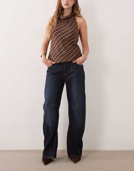GINA TRICOT Gina Tricot mid waist barrel jeans in rinse wash blue