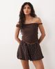 GINA TRICOT Gina Tricot mini bubble shorts in brown polka dot print-Multi - 2