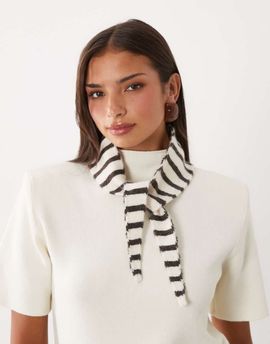 GINA TRICOT Gina Tricot mini knit neck scarf in brown stripe