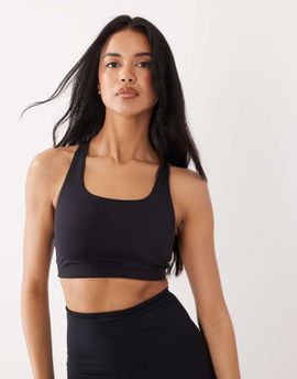 GINA TRICOT Gina Tricot mix and match cross-over back soft yoga sports bra top in black