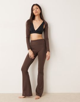 GINA TRICOT Gina Tricot mix and match flare yoga leggings in dark brown