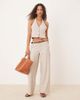 GINA TRICOT Gina Tricot mix and match halterneck tailored vest in beige melange - part of a set-Neutral - 3
