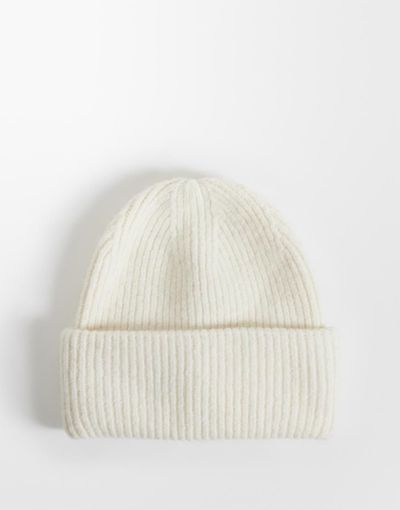GINA TRICOT Gina Tricot mix and match rib beanie in off white