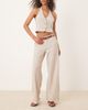 GINA TRICOT Gina Tricot mix and match wide leg suit tailored pants in beige melange - part of a set-Neutral - 1