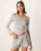 GINA TRICOT Gina Tricot off shoulder top with ruche channel detail and fluted sleeves in light gray melange - 1