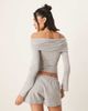 GINA TRICOT Gina Tricot off shoulder top with ruche channel detail and fluted sleeves in light gray melange - 2