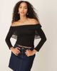 GINA TRICOT Gina Tricot off the shoulder mesh top in black - 1