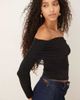 GINA TRICOT Gina Tricot off the shoulder mesh top in black - 2