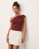 GINA TRICOT Gina Tricot off the shoulder slinky jersey top in burgundy-Red - 1