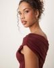 GINA TRICOT Gina Tricot off the shoulder slinky jersey top in burgundy-Red - 3