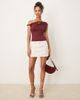 GINA TRICOT Gina Tricot off the shoulder slinky jersey top in burgundy-Red - 4