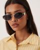 GINA TRICOT Gina Tricot oval metal frame sunglasses in silver tone with black lenses - 3
