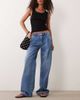GINA TRICOT Gina Tricot pleated slouchy jeans in midwash blue - 1