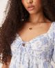 GINA TRICOT Gina Tricot puff sleeve tie front mini dress in blue floral - 3