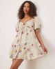 GINA TRICOT Gina Tricot puff sleeve tie front mini dress in green floral print - 4