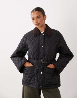 GINA TRICOT Gina Tricot quilted belted jacket in black