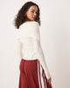 GINA TRICOT GINA TRICOT rib knit zip front cardigan with off the shoulder collar in cream-White - 3
