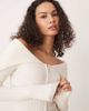 GINA TRICOT GINA TRICOT rib knit zip front cardigan with off the shoulder collar in cream-White - 4