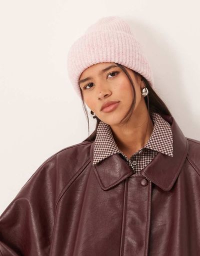 GINA TRICOT Gina Tricot ribbed beanie in light pink