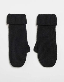 GINA TRICOT Gina Tricot ribbed mitten gloves in black