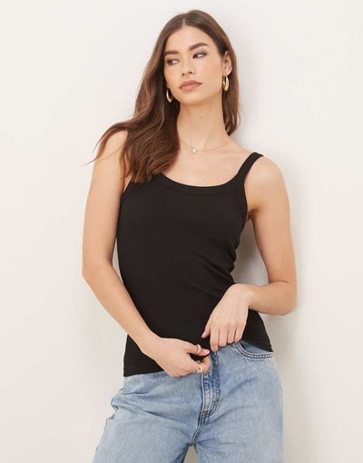 GINA TRICOT Gina Tricot ribbed tank top in black