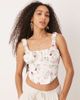 GINA TRICOT Gina Tricot rose print corset style top with lace up back detail in white - 1