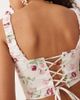 GINA TRICOT Gina Tricot rose print corset style top with lace up back detail in white - 2