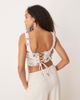 GINA TRICOT Gina Tricot rose print corset style top with lace up back detail in white - 3