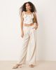 GINA TRICOT Gina Tricot rose print corset style top with lace up back detail in white - 4