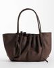 GINA TRICOT Gina Tricot ruched suede tote bag with long straps in chocolate brown - 1