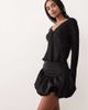 GINA TRICOT Gina Tricot satin dropped waist balloon mini skirt in black - 1