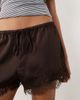 GINA TRICOT Gina Tricot satin lace shorts in dark brown - 4