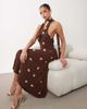 GINA TRICOT Gina Tricot scarf neck maxi dress in brown polka dot - 1