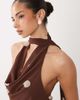 GINA TRICOT Gina Tricot scarf neck maxi dress in brown polka dot - 2