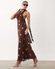 GINA TRICOT Gina Tricot scarf neck maxi dress in brown polka dot - 3