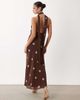 GINA TRICOT Gina Tricot scarf neck maxi dress in brown polka dot - 4